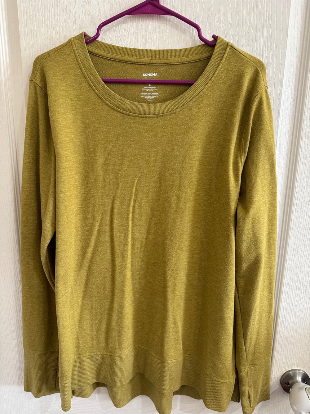 Sonoma Olive Green Scoop Neck Long Sleeve Top